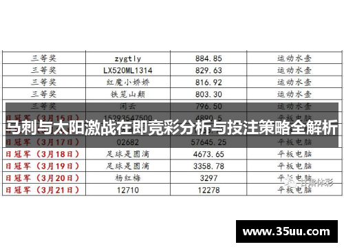 马刺与太阳激战在即竞彩分析与投注策略全解析